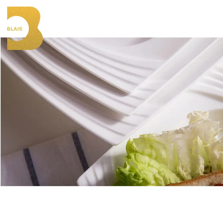 chaozhou wholesale modern handmade heat resistant bone china china commercial dinner 12inch  ceramic square restaurant plates