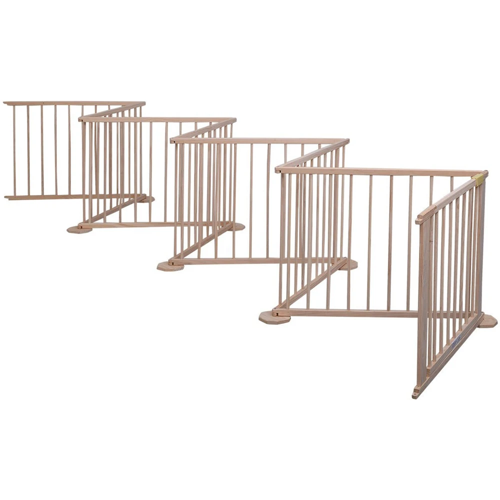 Baby Playpen Wood Frame 8 Panels Playard Safety Play Fence