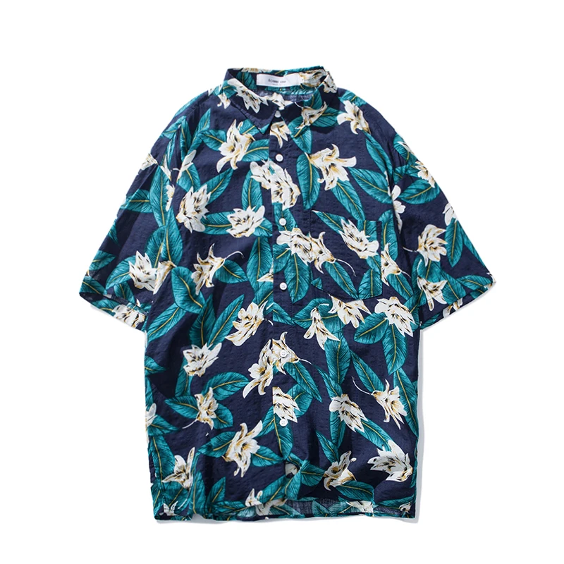 Summer Traditional Hawaiian designs mens shirt loose fit designer hawaiian shirt hibiscus patterns