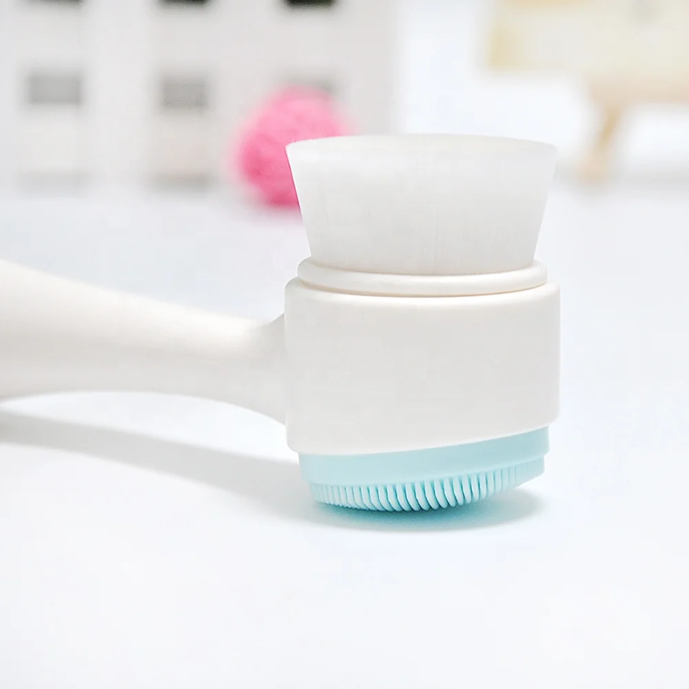 Wholesale Face Wash Cleaner Body Scrub Cleaning blackhead 3D Double Head Facial Cleansing Brush