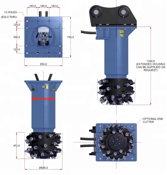 Industrial Rock Crusher Machine Hydraulic Trench Longitudinal Drum Cutter BV90