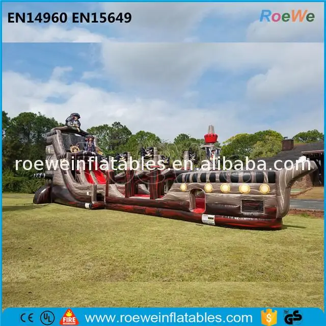 
Профессиональный производитель, 32 фута, черная жемчужная надувная двухполосная водная горка, пиратский корабль, надувная Влажная и сухая горка 