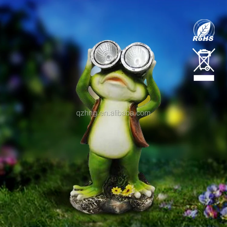 New Garden Resin standing frog statue with solar light eyes for sale