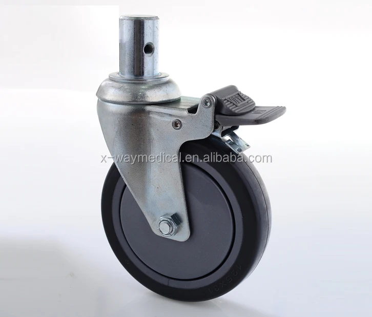 Ball bearing rubber casters,  TPU high loading capacity TPU Nylon single and dual wheels casters for hospital bed or instruments