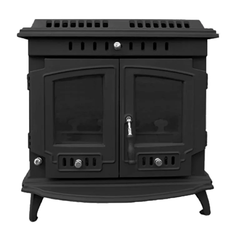 Durable Cast Iron Quality Classical Double Door Matt Black Paint Wood Burning Stove For Water Radiators
