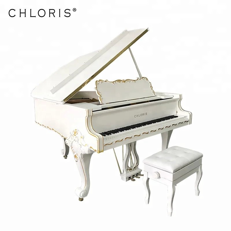 Antique baroque White Matte Baby Grand Piano for sale  SG-152WB