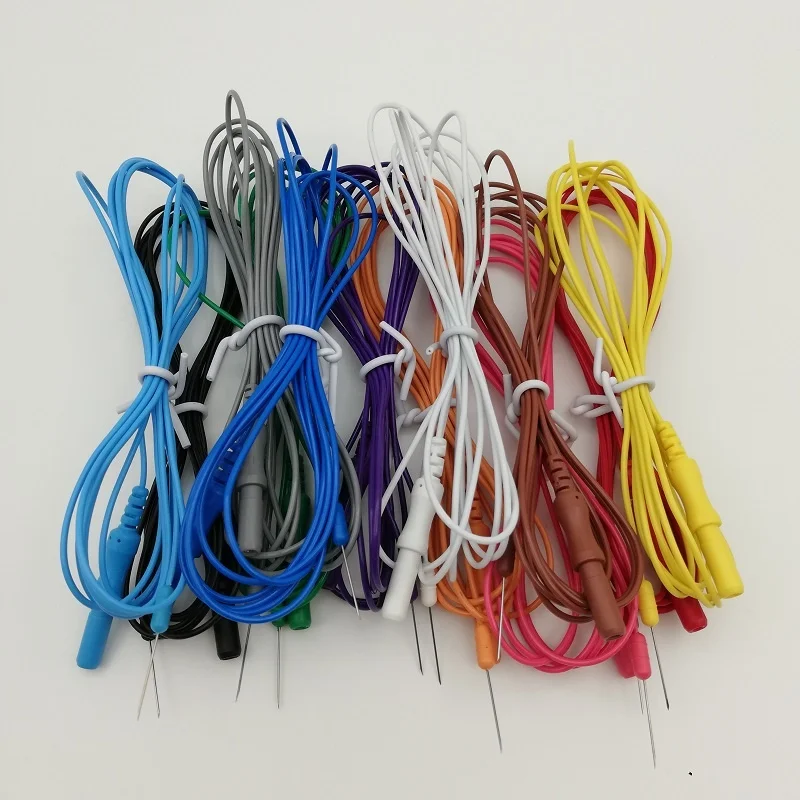 Single colorful emg lead wire medical disposable EMG subdermal needle electrode cable sterile EMG needle lead