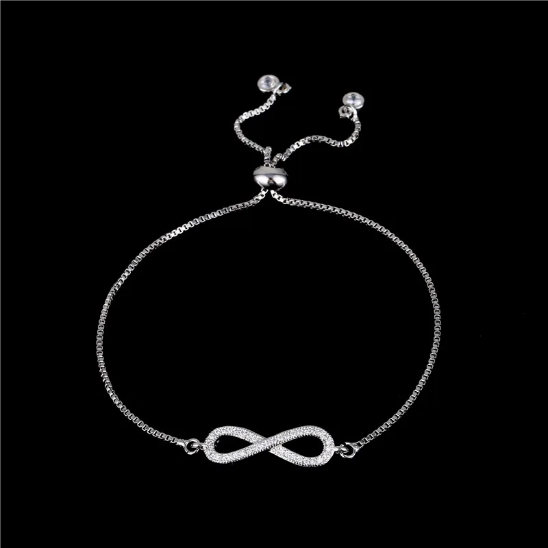 
Factory wholesale adjustable jewelry pull handle rope cross no limit 8 word set zircon bracelet 