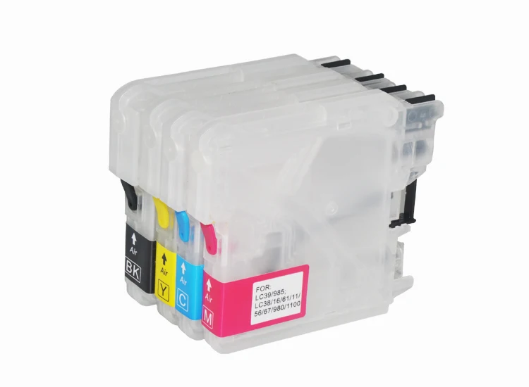 Refillable ink cartridge with Continuous Ink Supply System for BR  lc 39 lc 60 lc 985 full compatible lc1100