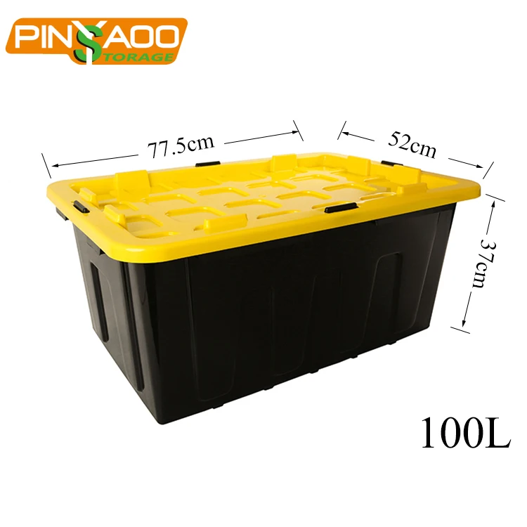 Wholesale Stackable Various Color Black 100L Plastic Waterproof Tool Box Large