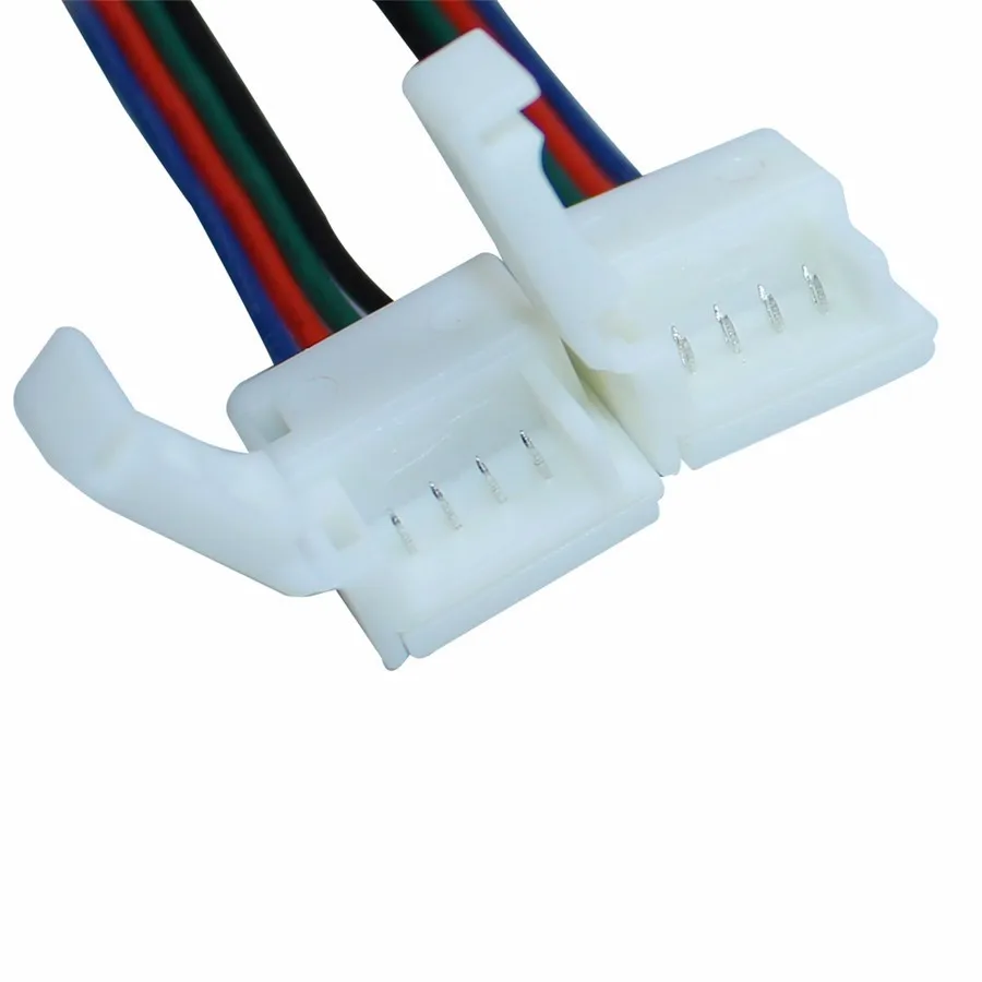 10mm 4 Pin LED RGB Strip Connector for SMD 5050 Strips Lights Solderless PCB Board with Female Connect Cable