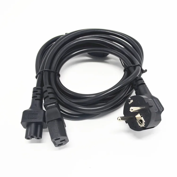 EU Europe Schuko Plug 3-Prong Male plug to C13+C5 Female  Y Splitter Adapter Cable Cord,EU to C13+C5 Power Extension Cord