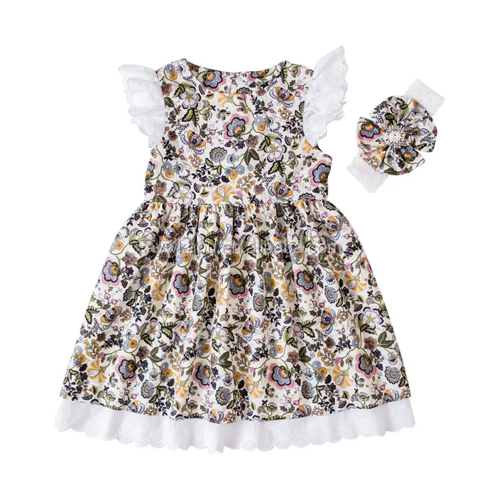 Wholesale Custom Colorful Pretty Children Boutique Clothing Kids Girls Casual Knit Dresses Size 4 6 12 16