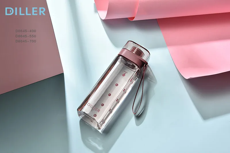 Hot Products 400ml 550ml 700ml Square Shape Transparent Plastic Drinking Bottle Safe and environmentally friendly