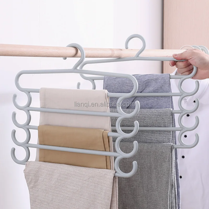 Multifunctional Multi-layer Non-slip Wet and Dry Dual-Purpose Pants Hanger Household Plastic Magic Clothes Hanger