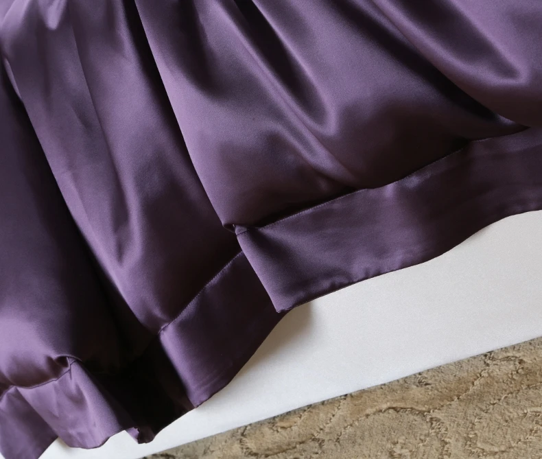 
Luxurious seamless queen size solid color purple pure silk bedding set / sheet sets 