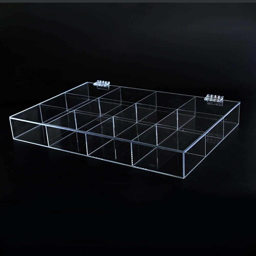 Custom High Quality 12 Grids Makeup Organizer Box Cosmetic Nail Jewelry bead Organizer Storage Box Transparent Desktop Box