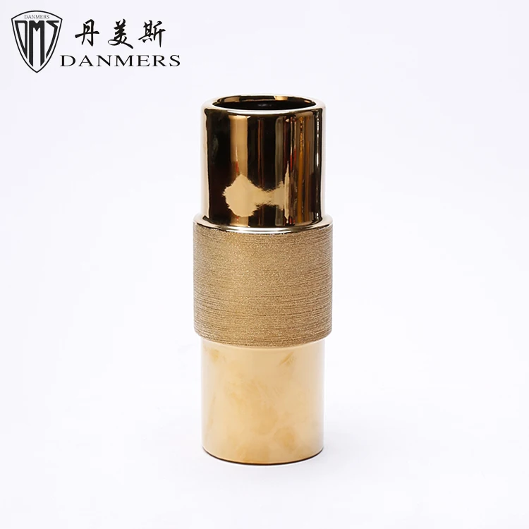 New product 4 pcs electroplate vases golden ceramic ornament vase for home decor