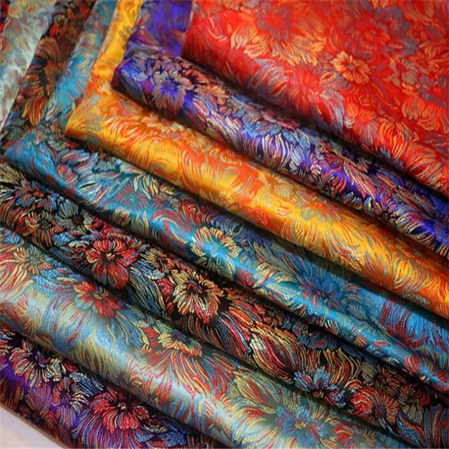 
Hangzhou Fabric 100 Polyester Jacquard Brocade Silk Fabric for Suit Chinese Clothing 