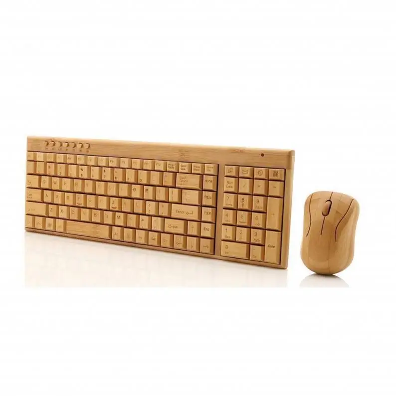 Wholesale hand make eco friendly custom wireless usb bamboo keyboard with mouse