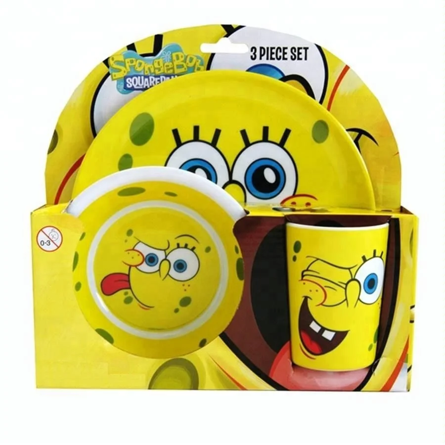 3-IN-1 BPA Free Cheap Promotion Custom Printing Plastic  Kids Dinnerware Set Children Feeding Set Kids Dinner (Item No. 1003-1)