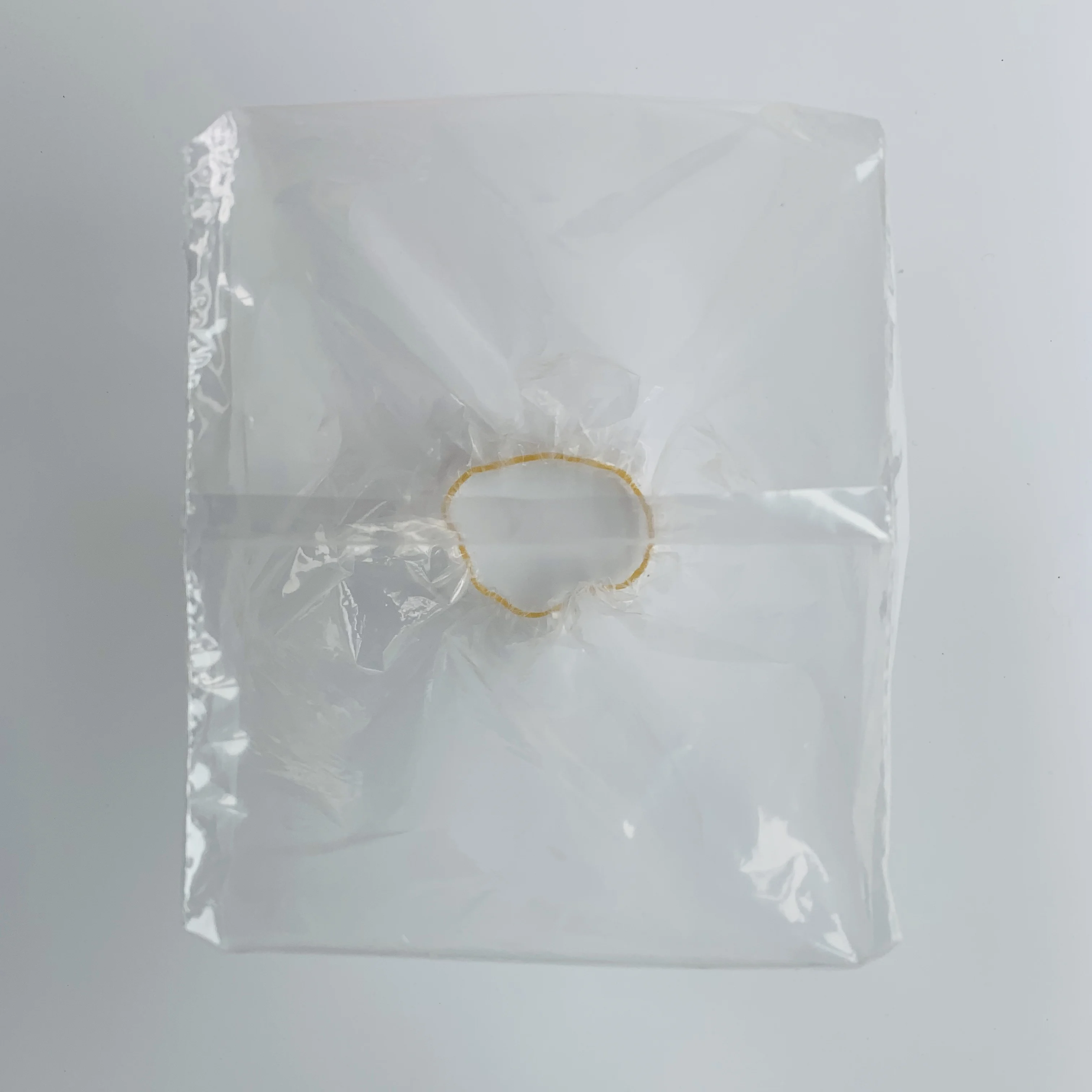 
clear transparent PE plastic square bottom bag with elastic band opening 