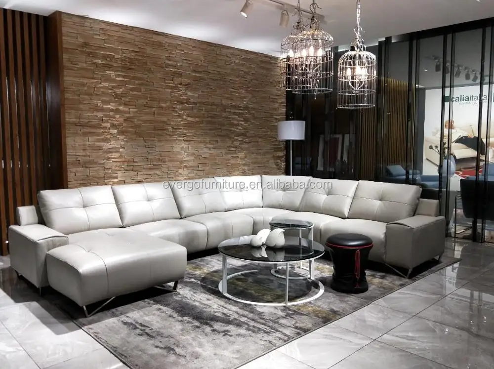 Evergo leather couch gray high quality turkish sofa set furniture