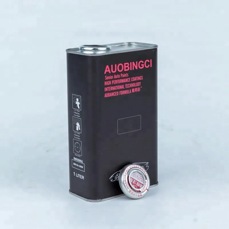 4 liter F-style Matte Printing Car Oil Paint Tin Cans with Metal Pressure Cap Fold Down Plastic Handle