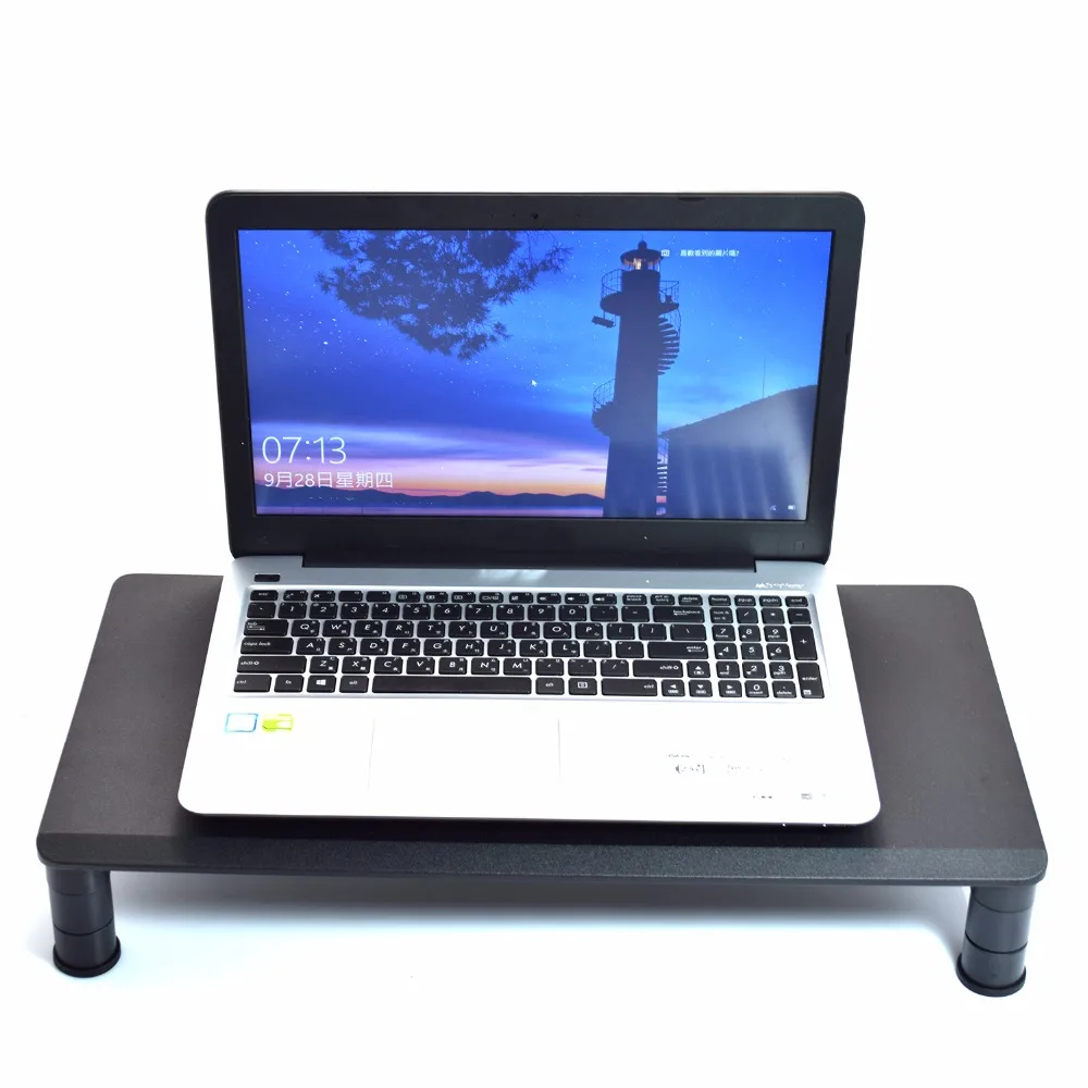 office home save space desktop monitor riser bamboo laptop stand