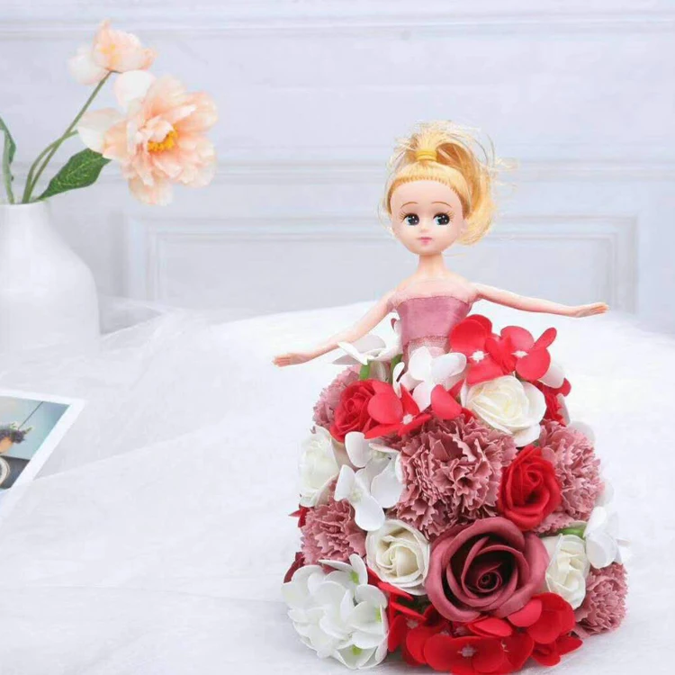 
New product ideas 2018 clear plastic pvc artificial flowers preserved flower cute barbie doll for DIY decoration gift 