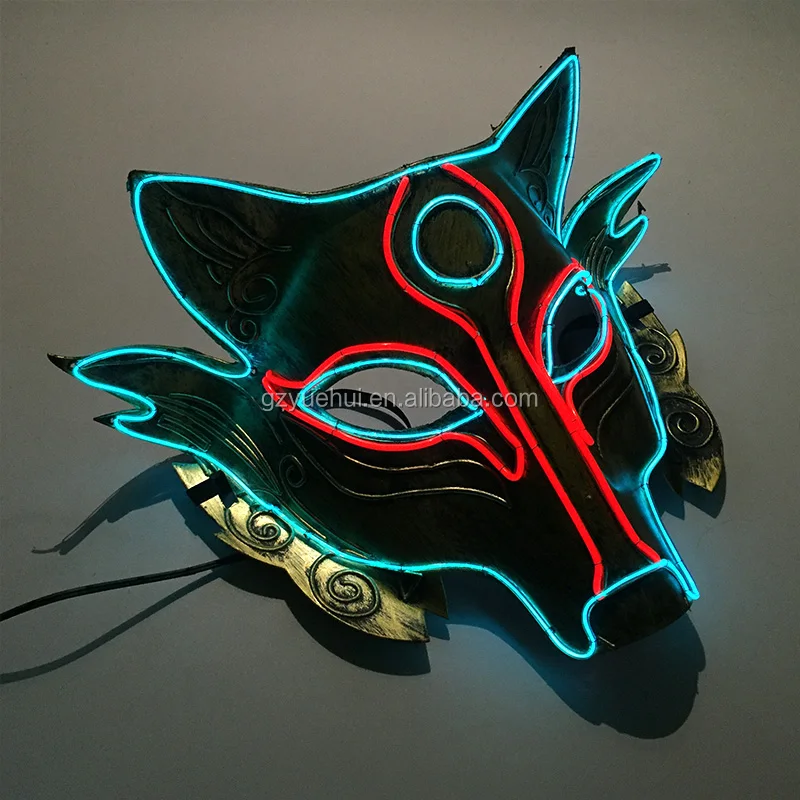Led Luminous Party Cheer Mask Neon Led Scream Horror Mask Holiday Lights EL Wire Anonymous Making Fashion Accessory Mask by DC3V