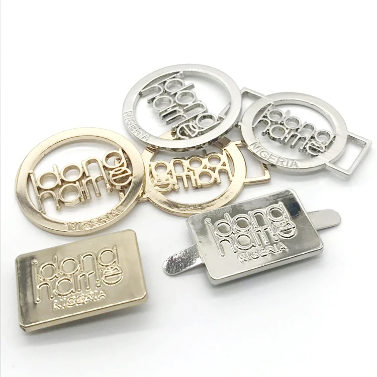 Fashion Custom Embossed Brand Logo Metal Label Garment Metal Plate Logo Accessories Clothing Tag Metal Brand Logo Label