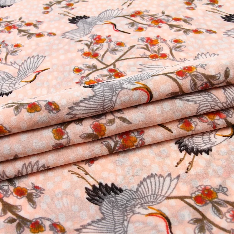 
Cheap printed floral 100 % polyester dress material composition chiffon fabric 
