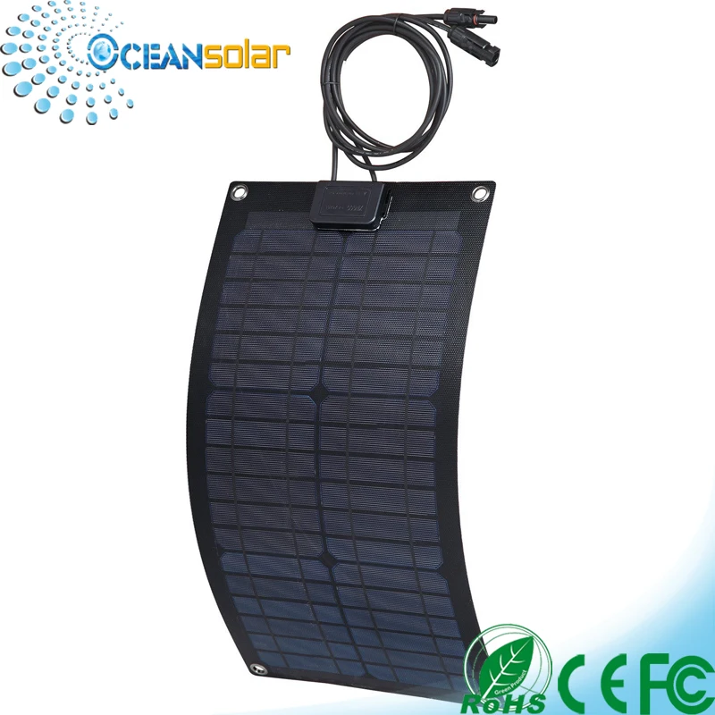 High efficiency waterproof total black 20w 12v ETFE semi flexible solar panel for boat rv system