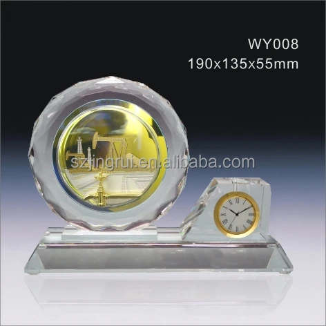 Gold Plated Metal Crystal Blank Oil Industry Rig Gift Model Set For Business Souvenir