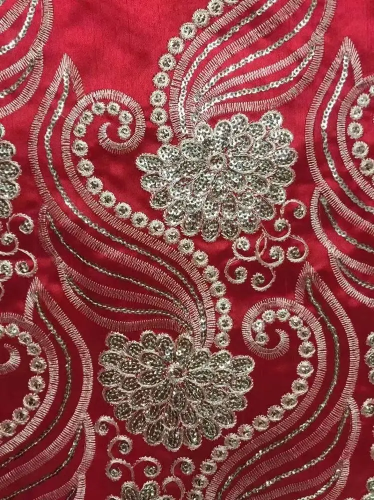 Fashion 2020 embroidery patch flower African George Lace Fabric with Sequin