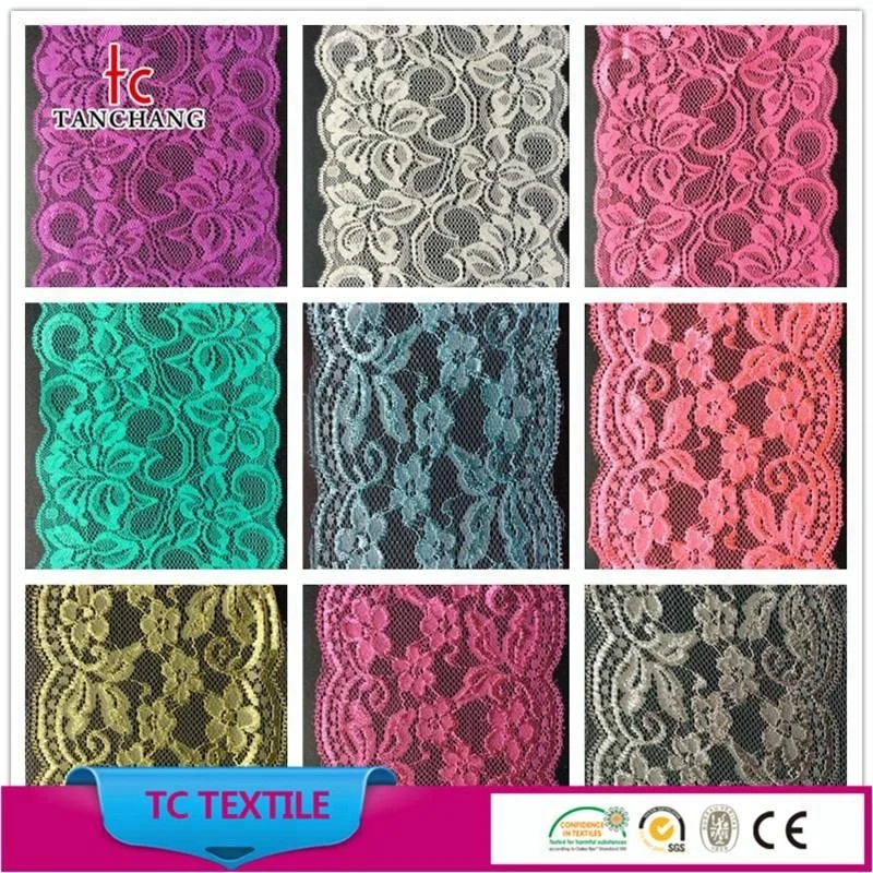 factory supply 22cm fashion korean lace trustwin lace jacquard lycra lace for bra LSHB7042
