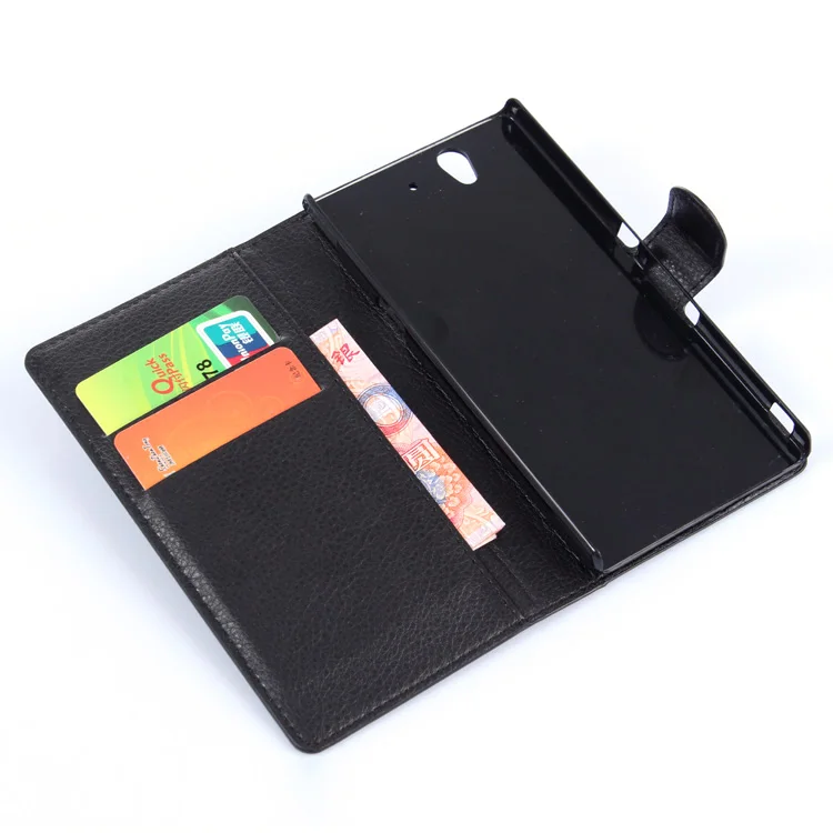 
Business Design PU Leather Flip Case With Card Slot Wallet Cover For Sony Xperia Z L36H 