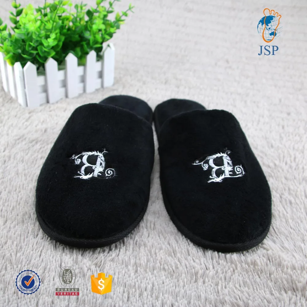 
black velvet disposable women bathroom slippers for hotel 