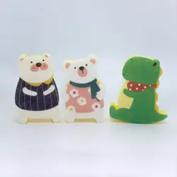 Cartoon Animal-shaped Kitchen Sponge  With Printed Microfiber cloth