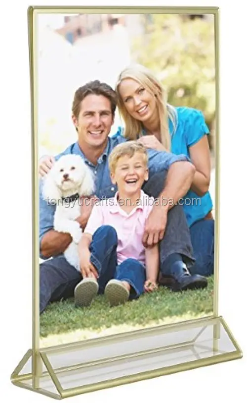 5 X 7 A4 acrylic photo fram Wedding and Party Table Card Holder With 3mm Gold Border