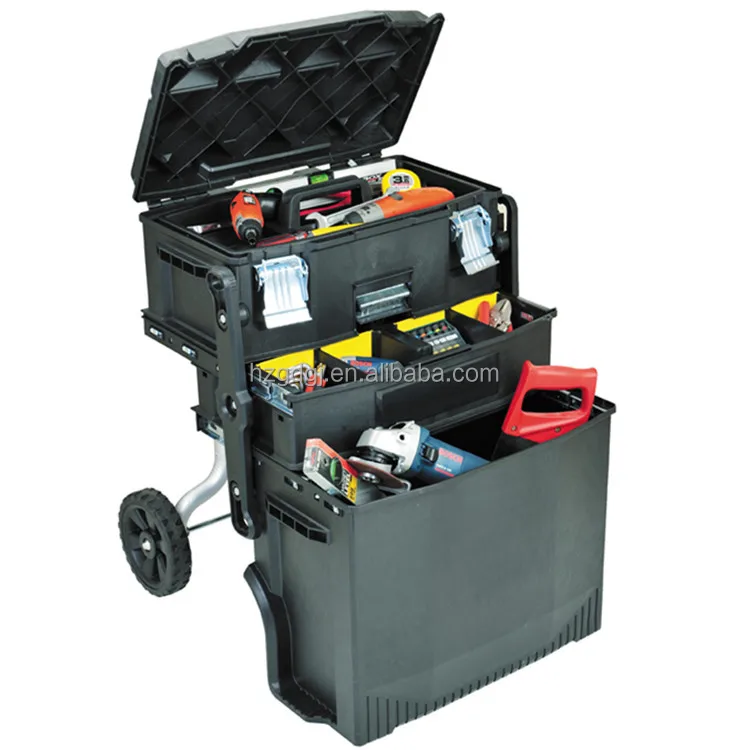 GD5070 Stanley style stackable plastic large multi function tool box tool trolley