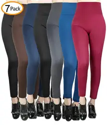 7 Pack Women High Waist Fleece Lined Leggings Ladies Seamless Ankle Leggings