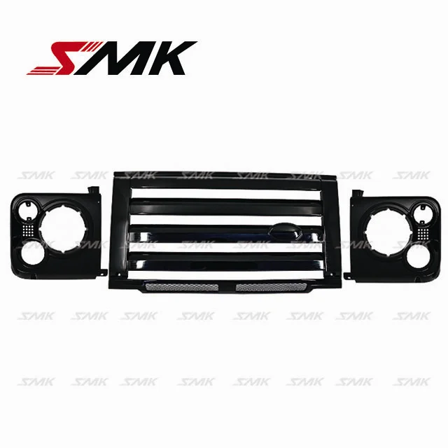 1990-2016 LR Defender Central Grille & Headlights Covers Assembly,Piano Black