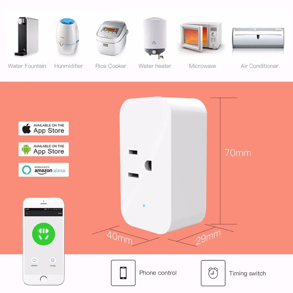 US Wireless WiFi Mini Socket Smart Outlet,Compatible with Amazon Alexa and Google Home