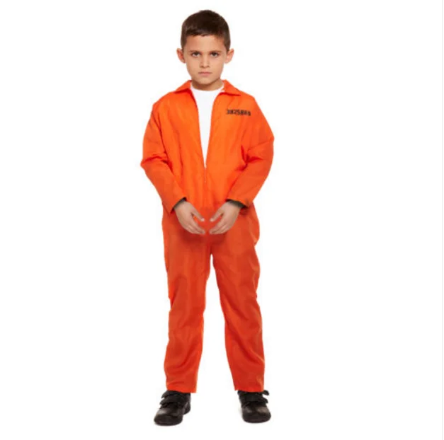Детский оранжево-заключенный комбинезон костюм для ношения при температуре до-От 7 до 9 лет маскарадный на Хэллоуин страшно
