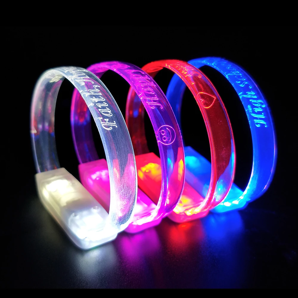 Customize LOGO Music Motion Activated Led Flashing Bracelet Glow In The Dark Wristbands for Concert Party Club