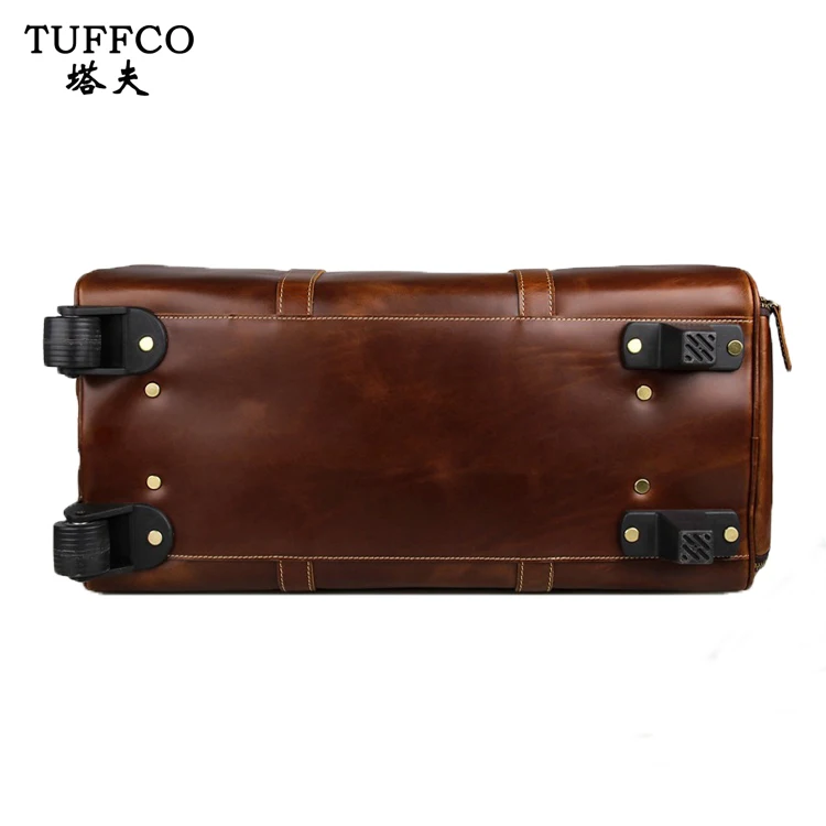 High-end Large Capacity Brown genuine Leather Duffle Bag Luggage Travel Bags
