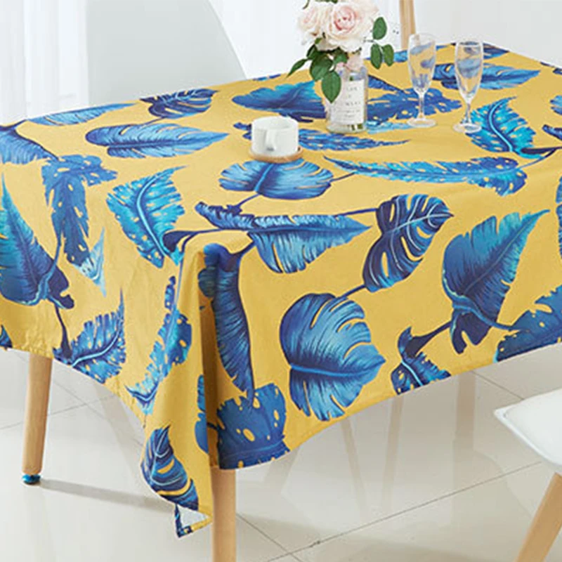 blue butterfly polyester spring flowers cutwork square table cloth