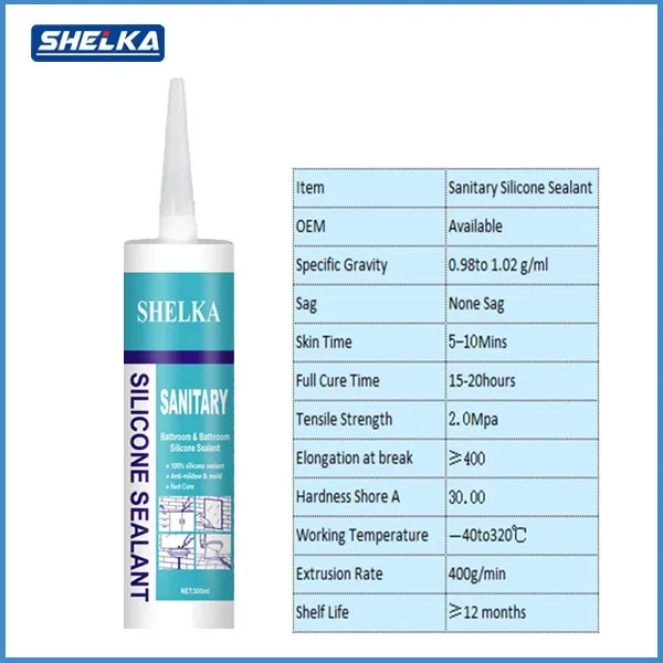 10 Years Guarantee Non Yellowing Antifungal 100% Silicone Based Sanitary Sealant